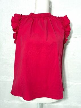 ANN TAYLOR CAP SLEEVE RUFFLE TRIM TOP